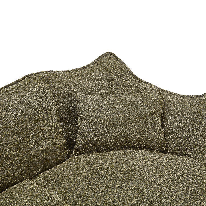 Soft Beanbag Chair With High Resilience Foam Core For 2 People, Olive Green Chenille