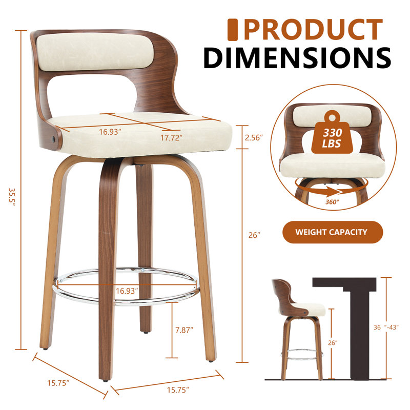 Swivel Faux Leather Counter & Bar Stools, Beige