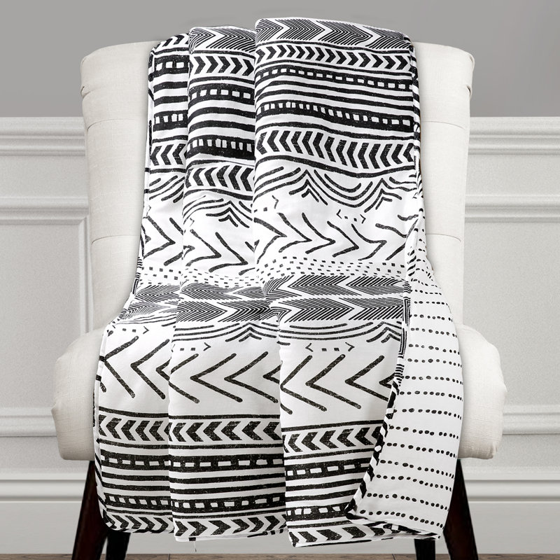 Jeté en coton réversible Lush Decor Hygge Geo, Noir / blanc