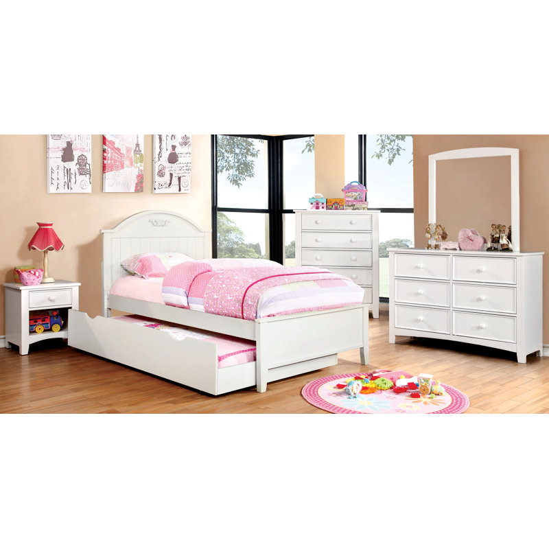 Solid Wood Standard Bed, White, Twin