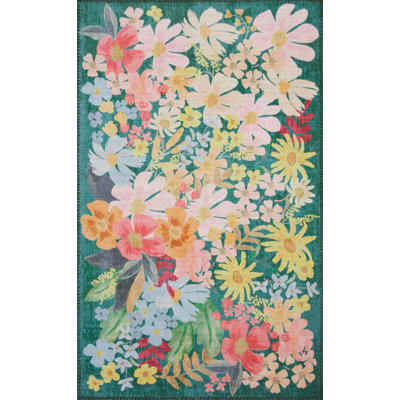 Rifle Paper Co. x Loloi Meadow Marguerite Emerald Rug & Reviews | Wayfair