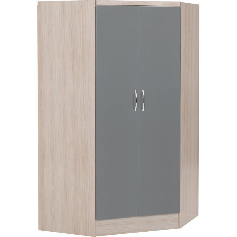 Cascio 2 Door Corner Wardrobe, Gray/Brown