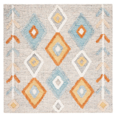 Macy Handmade Tufted Wool Gray/Blue Rug