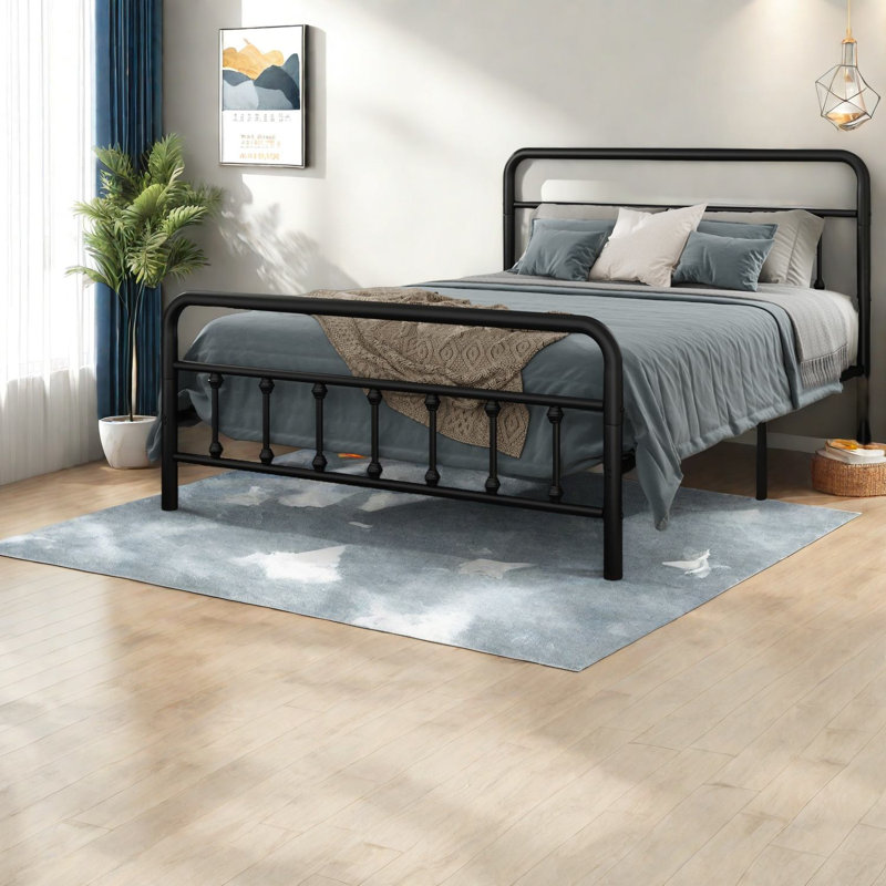Lits en métal peu encombrants, structure noire durable avec rangement, design moderne