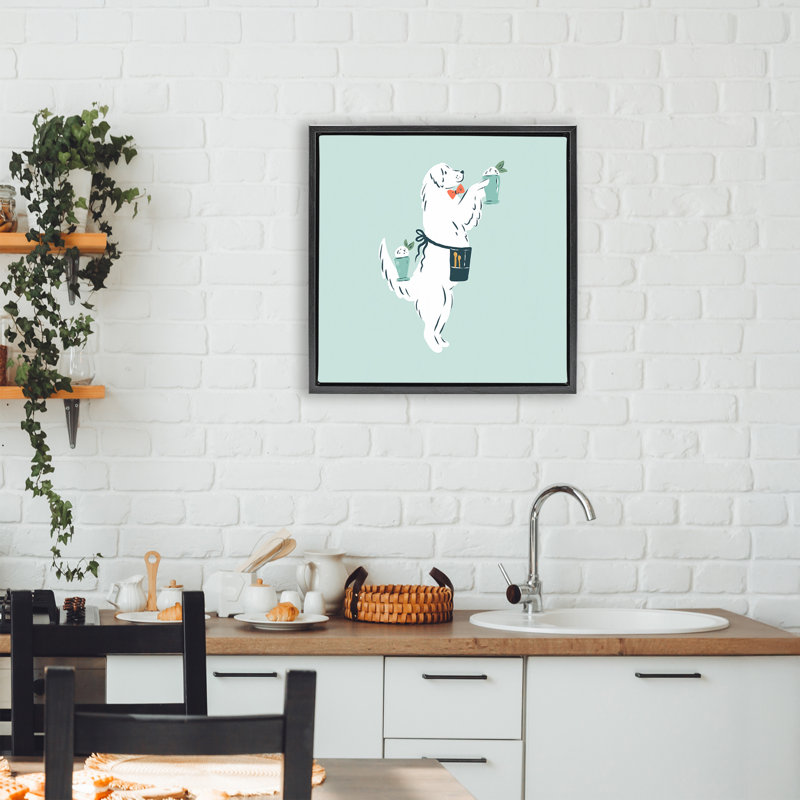 Cadre flottant pour chien Mint Julep, design par Krissy Mast, Cadre flottant noir de jais, H 18 po x l 18 po