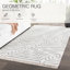 Tapis géométrique fait à la main gris / blanc Rowan-48823840
