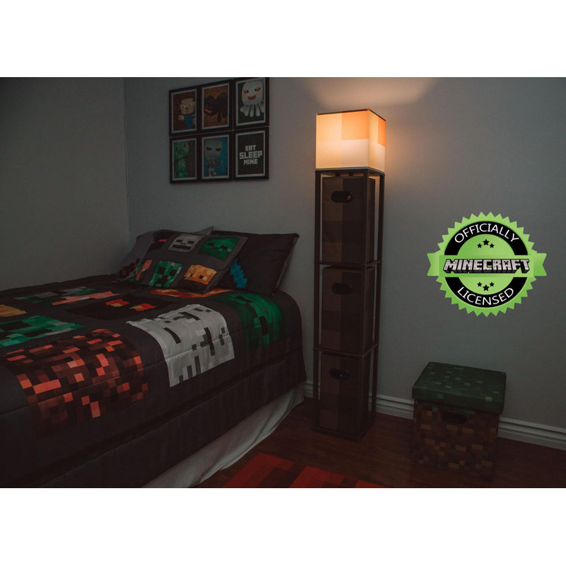 5' Multifunctional Minecraft Torch Floor Lamp with Storage
