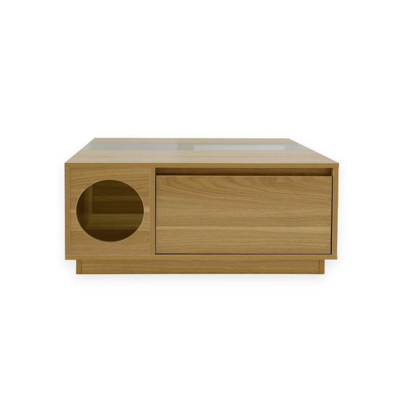 4 Cats & Dogs Coco Coffee Table with a Cat Maze (Walnut), Oak