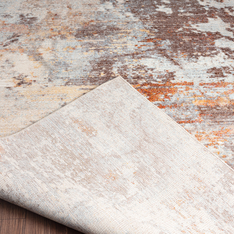 B Abstract Area Rug in Ivory, Rectangle 2' x 3'