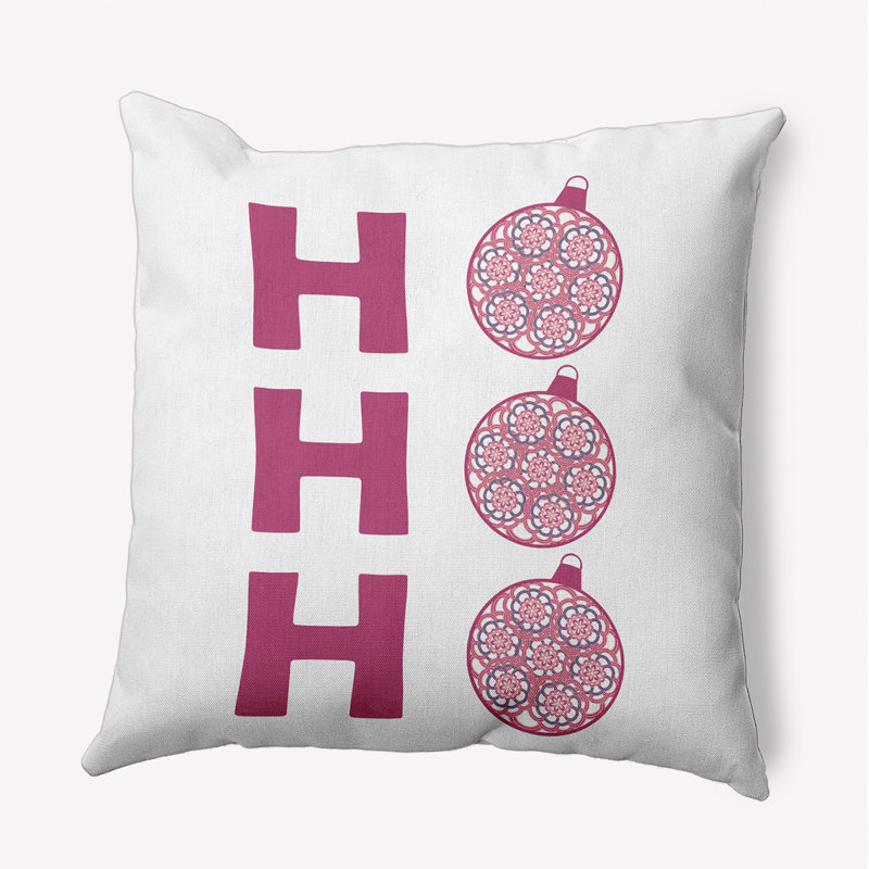 Coussin intérieur / extérieur Ho Ho Ho, H 16 po x l 16 po, Rose