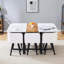 Ensemble de salle à manger 6 pièces minimaliste moderne, table en bois aggloméré avec chaises en cuir de polyuréthane, idéal pour les espaces de style nordique et industriel