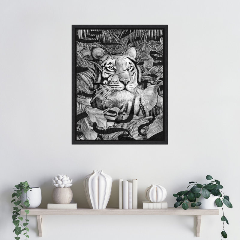«Jungle Cat II» par Isaah, reproduction d'art sur toile encadrée, H 20 po x l 16 po