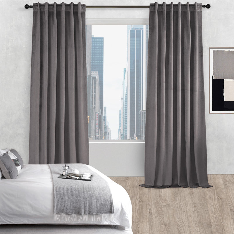 Aikens Blackout Rod Pocket and Back Tab Curtain Panel, 52" W x 84" L, Gray