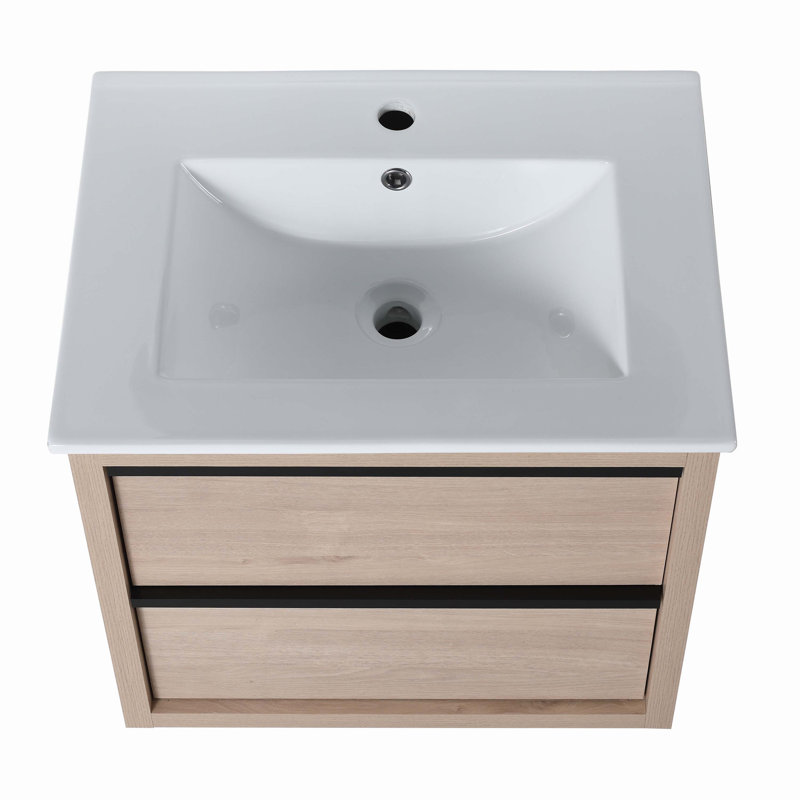 Meuble-lavabo simple avec plateau en bois manufacturé, Blanc
