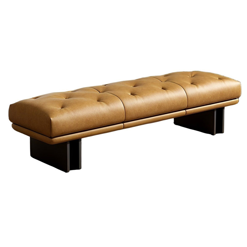 Banc rembourré en cuir Shanique, H 16,53 po x l 78,74 po x P 19,68 po, Orange