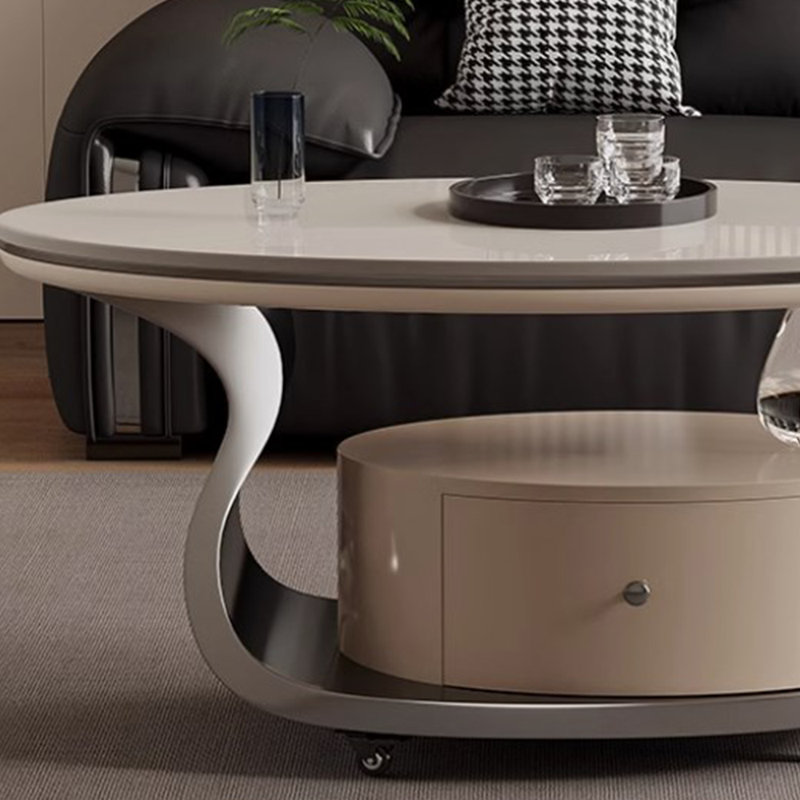 Light luxury design with wheel coffee table, Silver