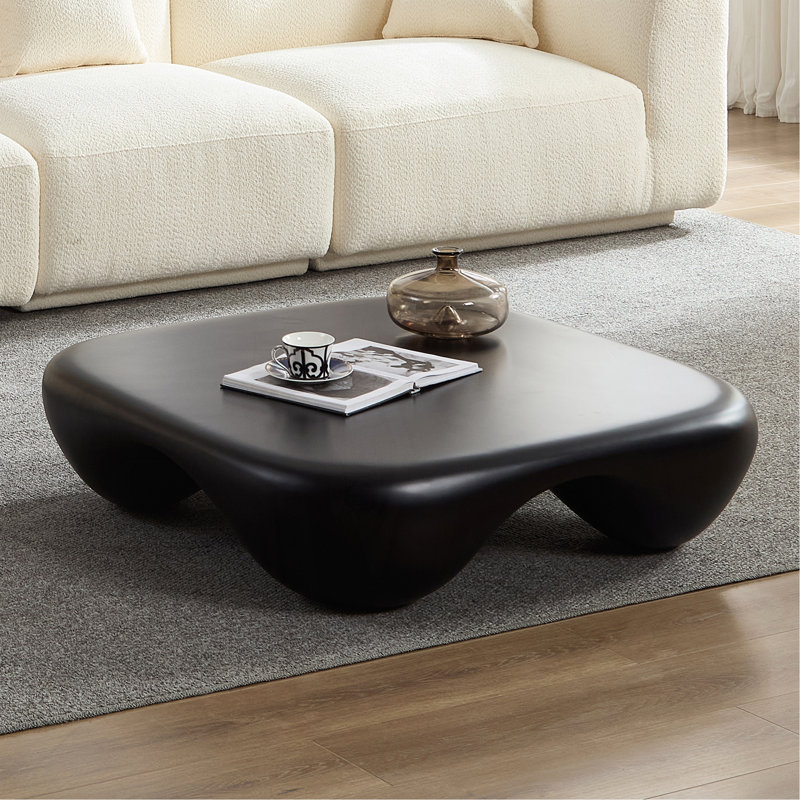 Table basse moderne en faux travertin texturé pour le salon / bureau, Noir