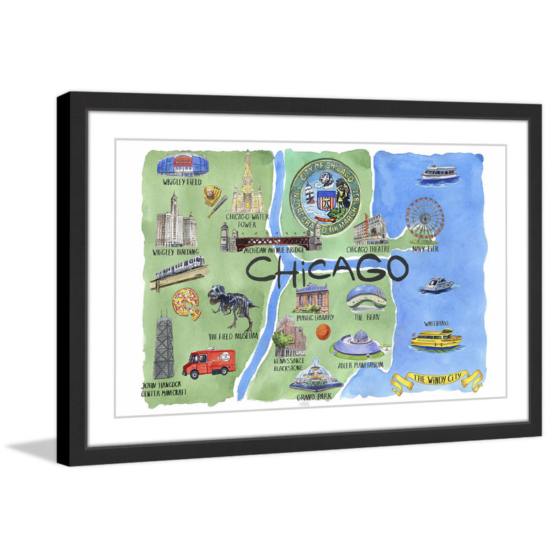 Rivers Of Chicago - Single Picture Frame Painting, 41cm H x 61cm W x 4cm D