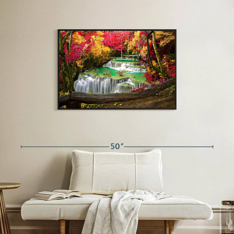 Cascade Huai Mae Khamin, Cadre flottant noir, 37 po x 25 po