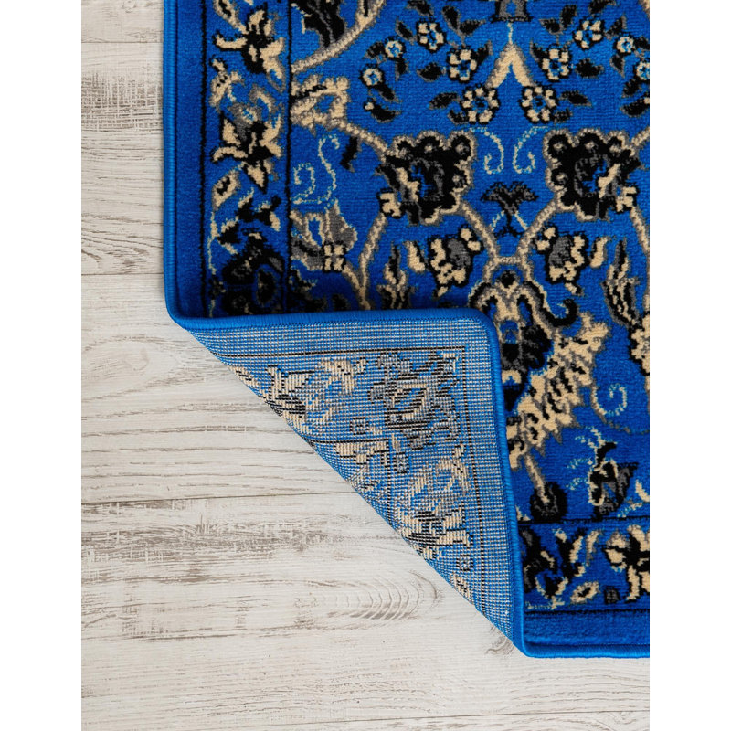 Tapis bleu vif Hanan, Tapis de couloir 2 pi x 6 pi 1 po, Bright Blue