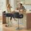 Swivel Upholstered Adjustable Height Counter Stool with Metal Frame