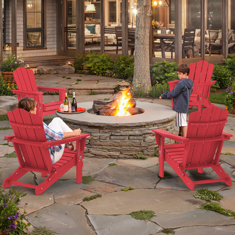 Chaise Adirondack pliante en plastique Wolak, Rouge