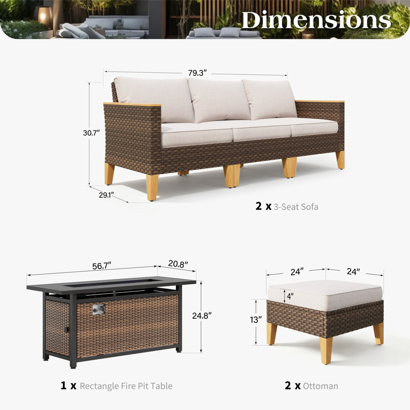 Ensemble de conversation modulaire 8 pièces Shutesbury, Oui, Beige