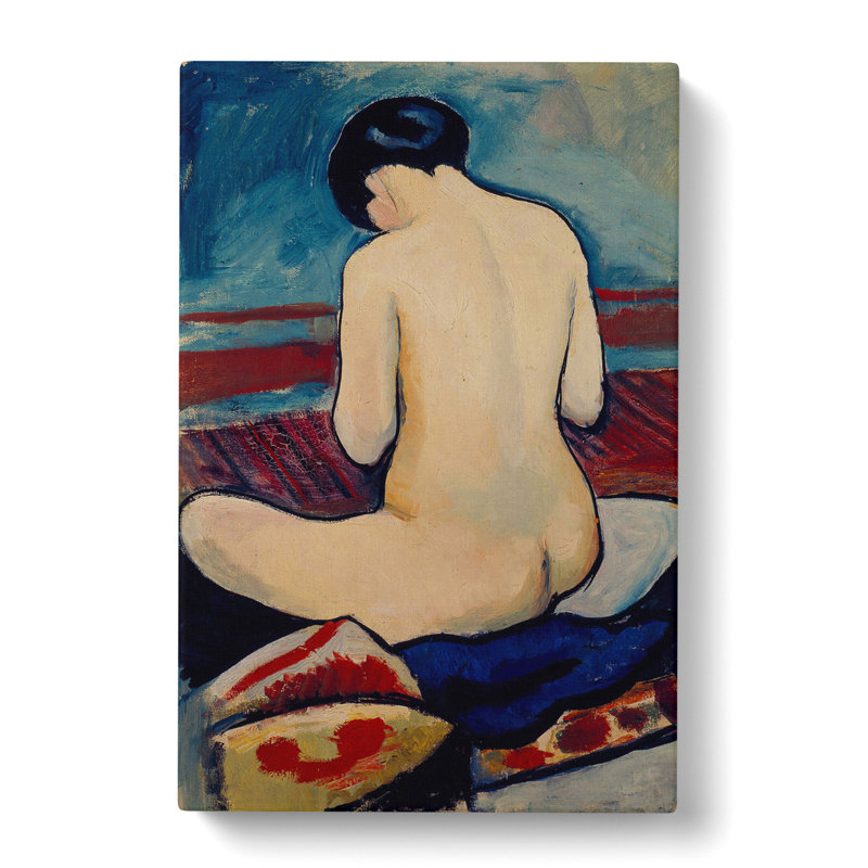 Sitting Nude by August Macke - Wrapped Canvas Painting, 60cm H x 40cm W x 3cm D
