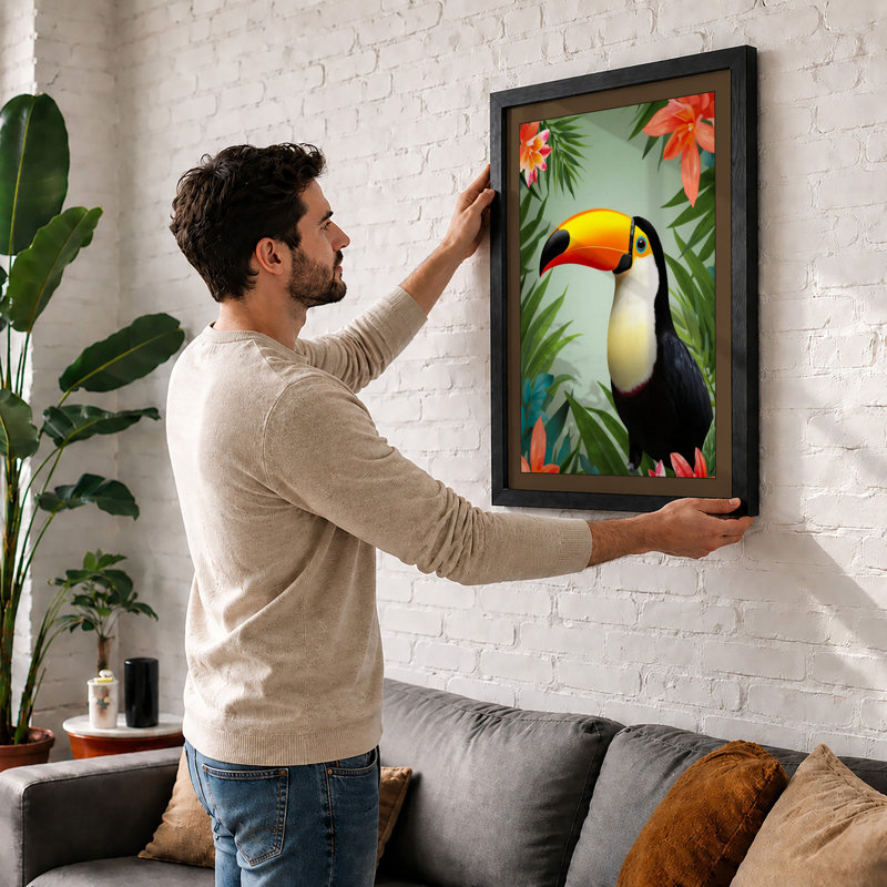 Toucan Tropical - Framed Print, Oak, A3 - 42.0 x 29.7 cm