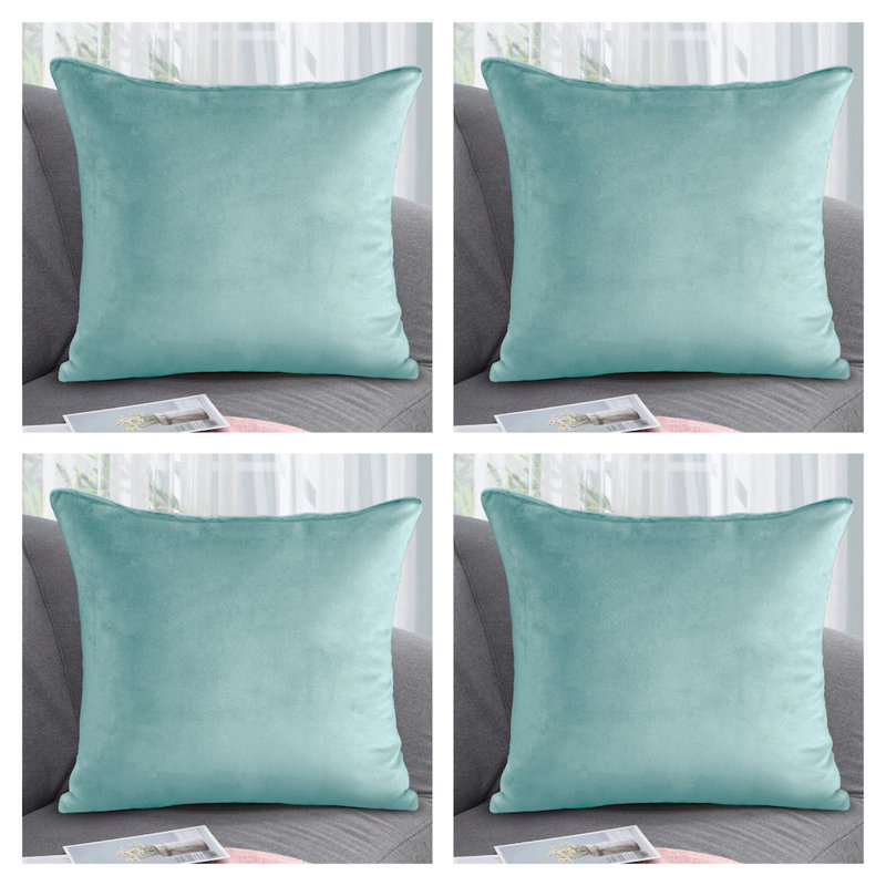 Nayelee Square Cushion Cover, Light Cyan