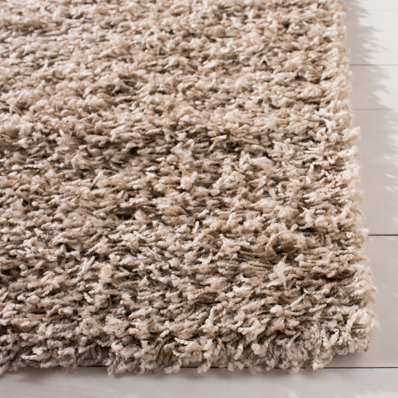 Athens Beige Synthetic Shag Runner Rug 2'3" x 8'