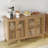 47" W Buffet Cabinet With 4 Slatted Doors, Mid-century Buffet Sideboard With Shelves, Accent Storage Cabinets Cupboard Console For Dining Room, Kitchen, Oak-1520647882