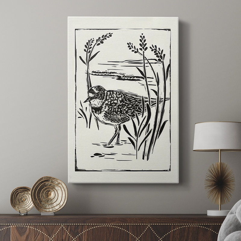 Linocut style Seabird IV - galerie sur mesure, H 18 po x l 12 po