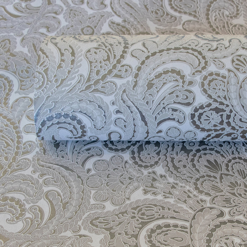 Adonea Ares 3D Embossed Metallic 33' L x 21" W Wallpaper Roll, Stone Gray