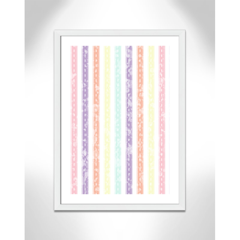 Adhésif décoratif Whimsical Stripe, H 36,5 po x l 26,5 po x P 0,625 po, Encadré plat blanc