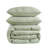 3-Piece Full/Queen Cotton  Embroidered Quilt Set,Sage