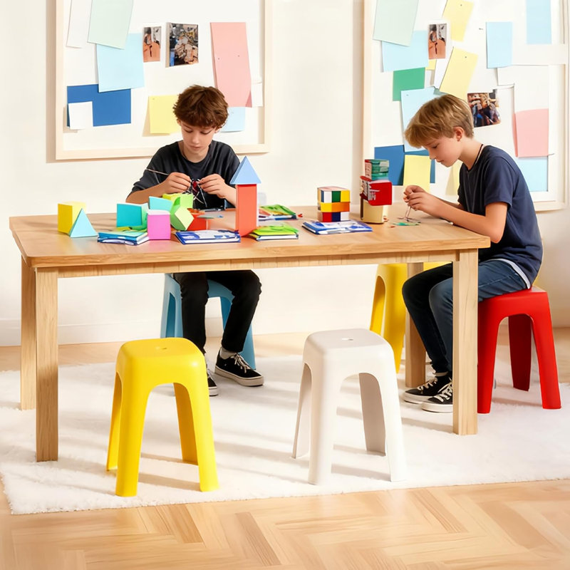 Paquet de 6 tabourets empilables colorés en plastique, tabouret portatif sans dossier pour salle de classe, bureau à domicile d'école