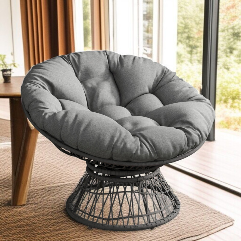 Fauteuil d'appoint pivotant à 360 ° Papasan, Gris, Gris