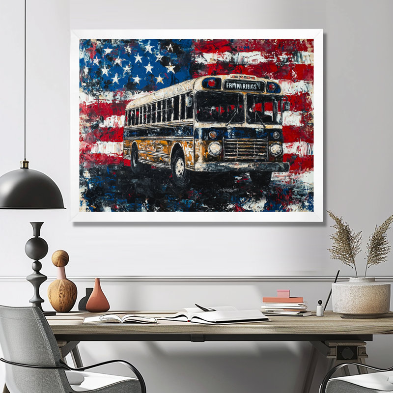 Labibah - Patriotiste américain, art mural, H 12 po x l 20 po, Blanc, Floater Framed