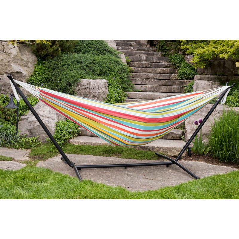 Fiona Double Hammock with Stand, Red/Blue