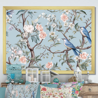 Chinoiserie, oiseaux et pivoines - art mural oiseau