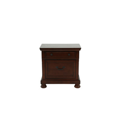 Antique Cherry Wood Nightstand with Storage
