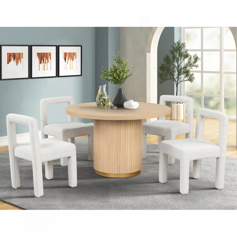 Ensemble de chaises de salle à manger modernes rembourrées Boucle, Blanc