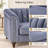 Light Blue 3-Piece Living Room Set with Channel-Tufted Sofa, Loveseat and Armchair-472461114