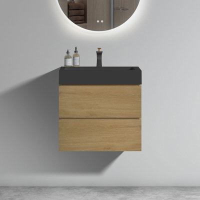Latham Striped Wall-Mounted Bathroom Vanity with Sink