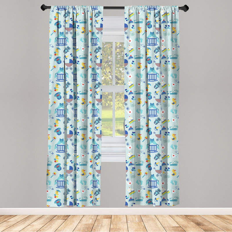 Polka Dots Semi-Sheer Rod Pocket Curtain Panels, 28" x 95"