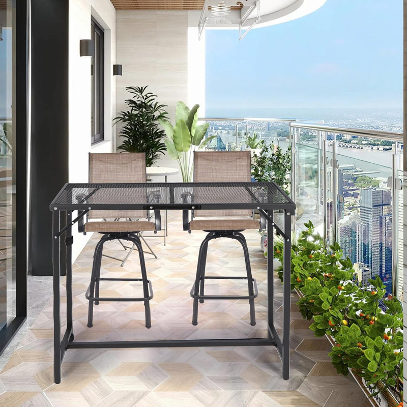 Table de bar pliante d'extérieur avec plateau en filet imperméable, table de patio portable, 39 Inch