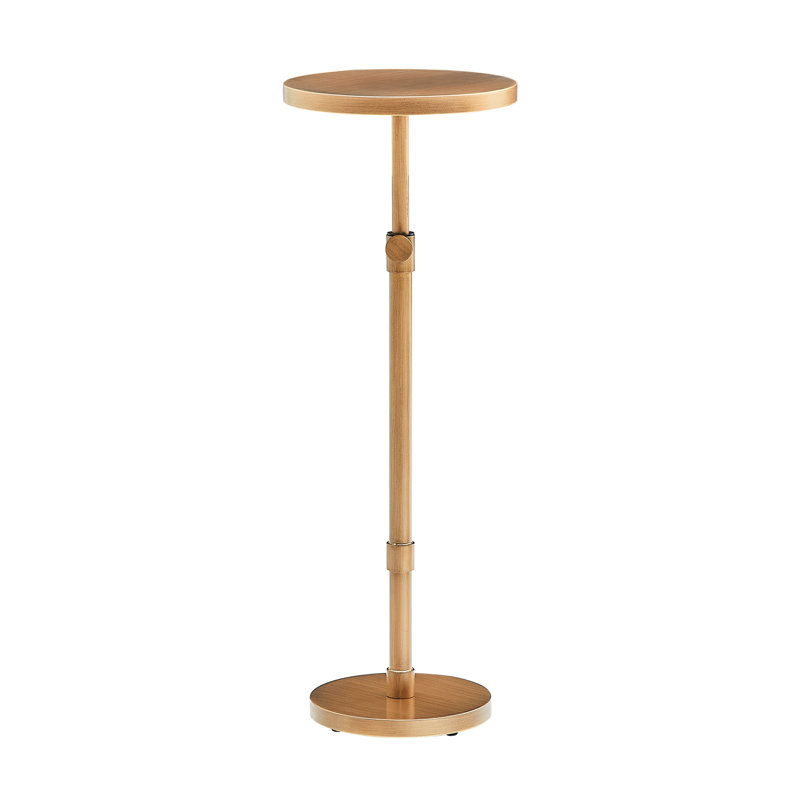 Table d'appoint ronde en laiton antique à hauteur réglable, pieds réglables pour une utilisation sécuritaire, table de 22,25 à 30 pouces avec hauteur, plateau, base et support