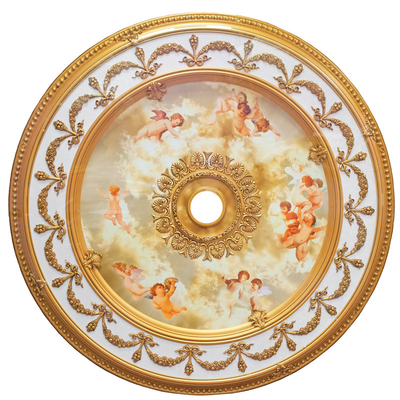 Motif d'ange rond 51 po, Ivoire