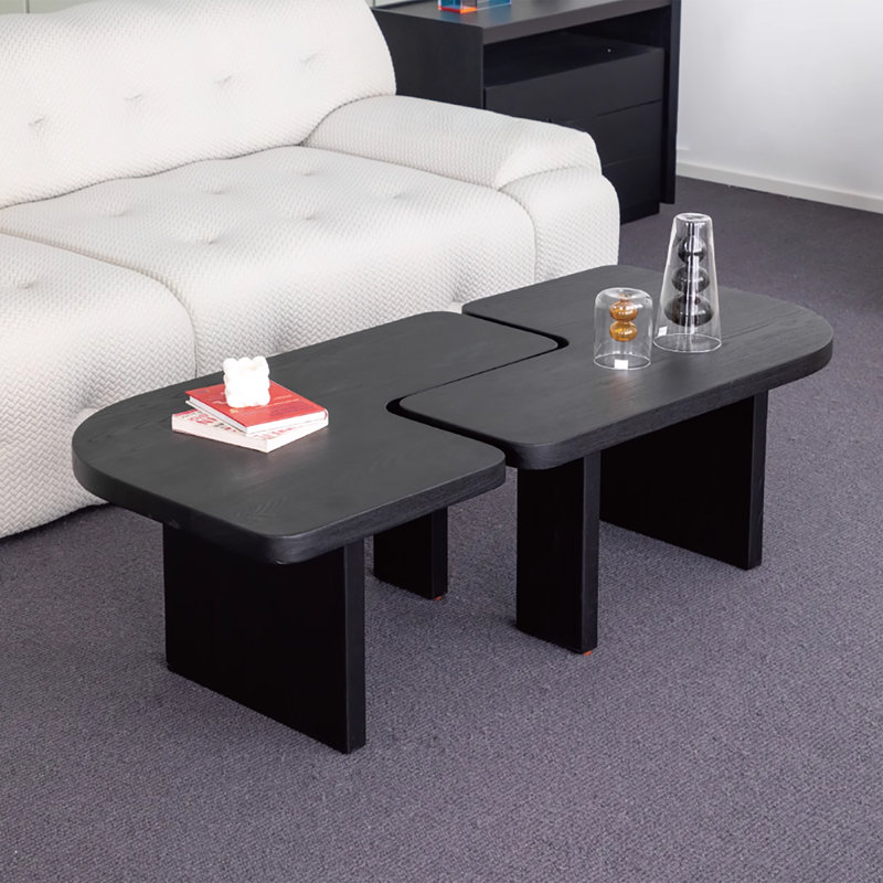 Wooden Modular Small Modern Coffee Table, Black